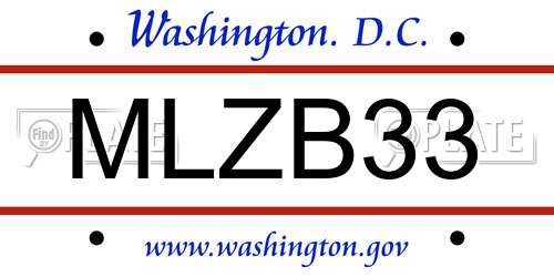 MLZB33 District Of Columbia License Plate