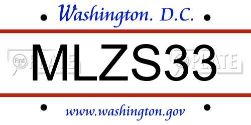 MLZS33 District Of Columbia License Plate
