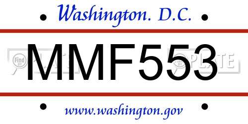 MMF553 District Of Columbia License Plate