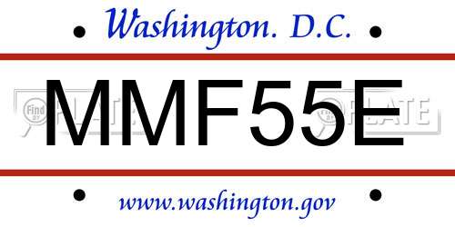 MMF55E District Of Columbia License Plate