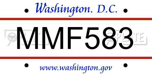 MMF583 District Of Columbia License Plate