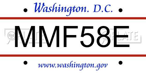 MMF58E District Of Columbia License Plate