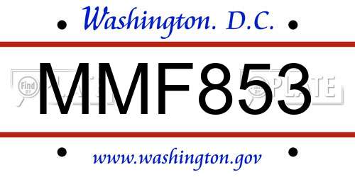 MMF853 District Of Columbia License Plate