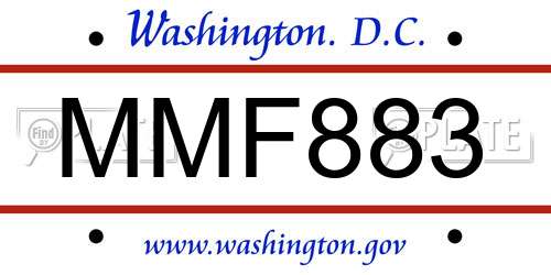 MMF883 District Of Columbia License Plate