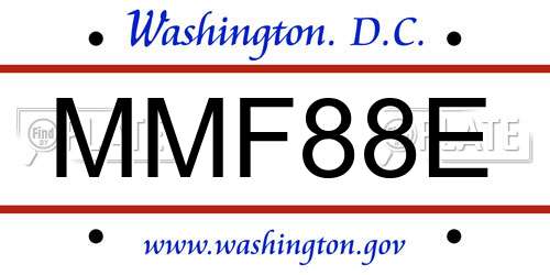 MMF88E District Of Columbia License Plate
