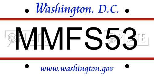MMFS53 District Of Columbia License Plate