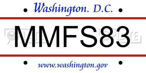 MMFS83 District Of Columbia License Plate