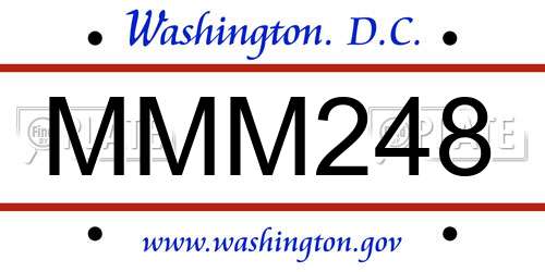 MMM248 District Of Columbia License Plate