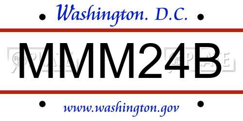 MMM24B District Of Columbia License Plate