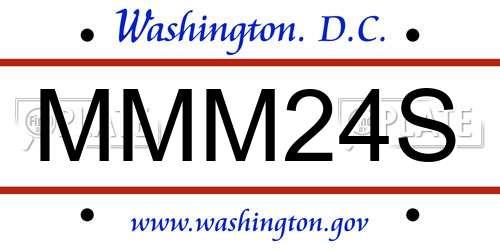 MMM24S District Of Columbia License Plate