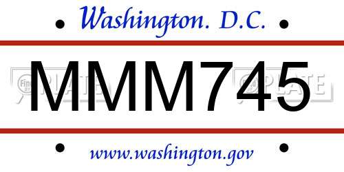MMM745 District Of Columbia License Plate