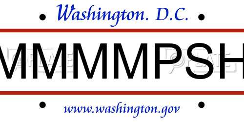 MMMMPSH District Of Columbia License Plate
