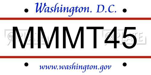 MMMT45 District Of Columbia License Plate