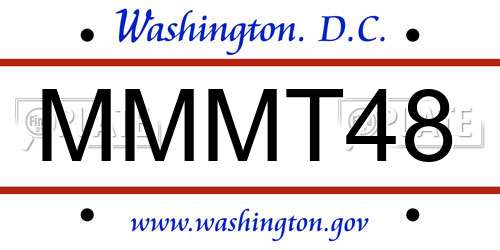 MMMT48 District Of Columbia License Plate