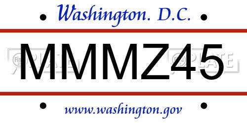 MMMZ45 District Of Columbia License Plate