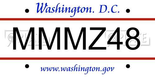MMMZ48 District Of Columbia License Plate