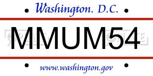 MMUM54 District Of Columbia License Plate