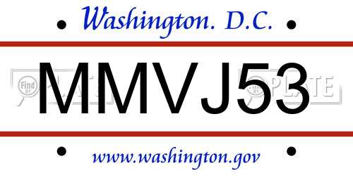 MMVJ53 District Of Columbia License Plate