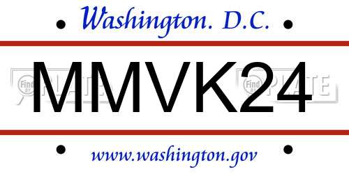 MMVK24 District Of Columbia License Plate