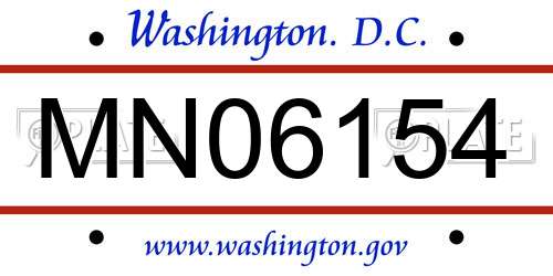 MN06154 District Of Columbia License Plate