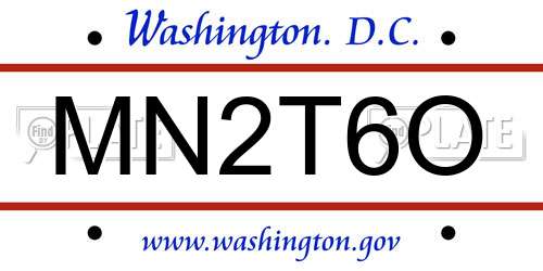 MN2T6O District Of Columbia License Plate