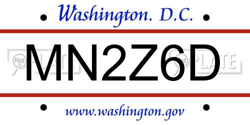 MN2Z6D District Of Columbia License Plate