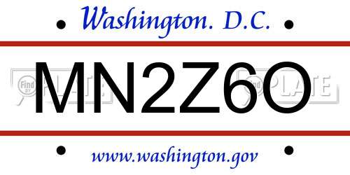 MN2Z6O District Of Columbia License Plate