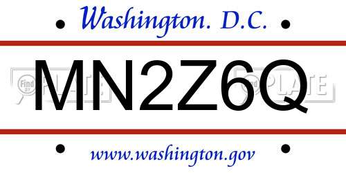 MN2Z6Q District Of Columbia License Plate
