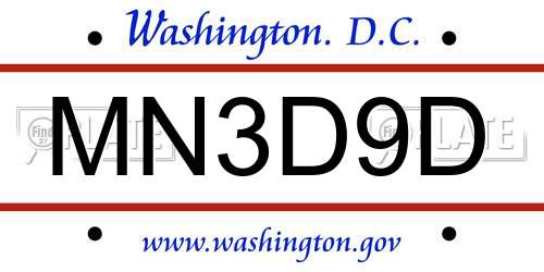 MN3D9D District Of Columbia License Plate