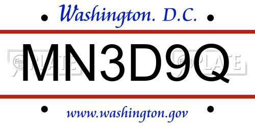 MN3D9Q District Of Columbia License Plate