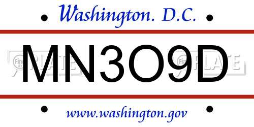 MN3O9D District Of Columbia License Plate