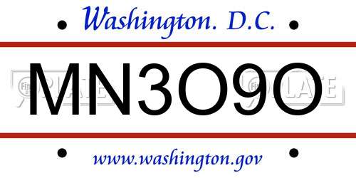 MN3O9O District Of Columbia License Plate