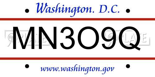 MN3O9Q District Of Columbia License Plate