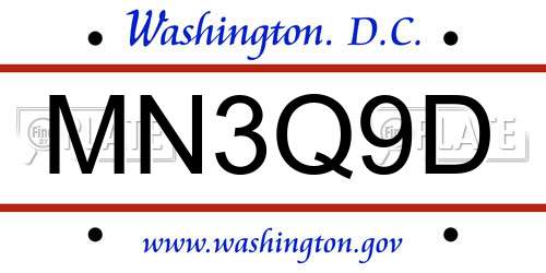 MN3Q9D District Of Columbia License Plate