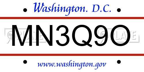 MN3Q9O District Of Columbia License Plate