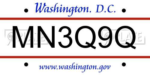 MN3Q9Q District Of Columbia License Plate