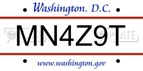 MN4Z9T District Of Columbia License Plate