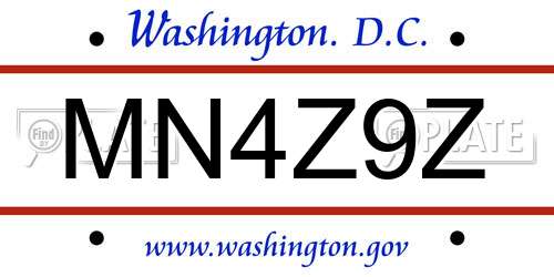 MN4Z9Z District Of Columbia License Plate