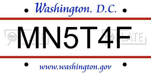 MN5T4F District Of Columbia License Plate