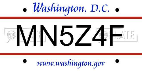 MN5Z4F District Of Columbia License Plate