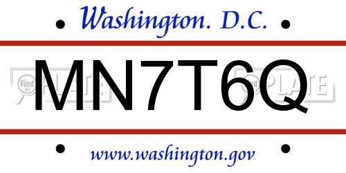 MN7T6Q District Of Columbia License Plate