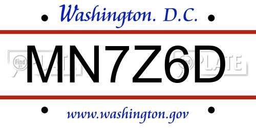 MN7Z6D District Of Columbia License Plate
