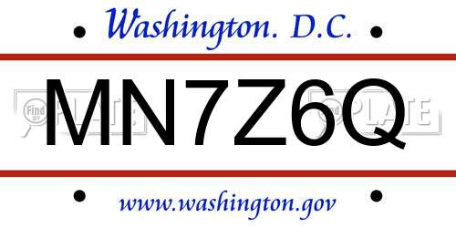 MN7Z6Q District Of Columbia License Plate