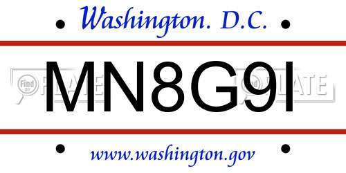 MN8G9I District Of Columbia License Plate