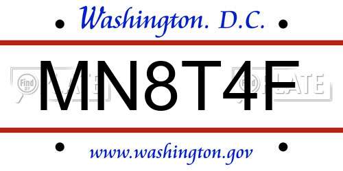 MN8T4F District Of Columbia License Plate