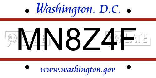 MN8Z4F District Of Columbia License Plate