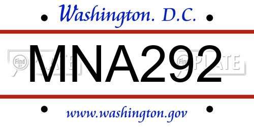 MNA292 District Of Columbia License Plate