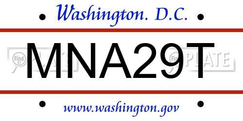 MNA29T District Of Columbia License Plate