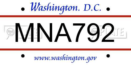 MNA792 District Of Columbia License Plate