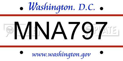 MNA797 District Of Columbia License Plate